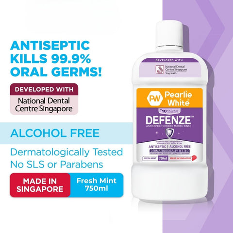 Pearlie White Defenze Antiseptic Fluoride Mouthrinse 750ml